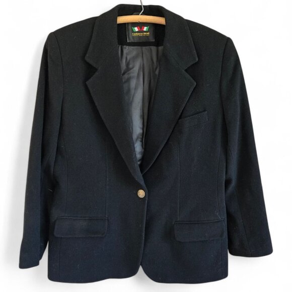 Giorgio Sant'Angelo Jackets & Blazers - Vintage Giorgio Sant Angelo Womens Black Cashmere Wool Blazer Jacket Size 12